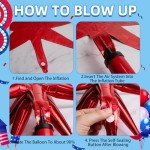 AxiyanX 18pcs Red White And Blue Balloons,22/10 Inch Foil Mylar Starburst Balloons, 4th of July Balloon for Independence Day Patriotic Party Memorial Birthday Day Decorations (Starburst balloons)