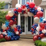 AxiyanX 18pcs Red White And Blue Balloons,22/10 Inch Foil Mylar Starburst Balloons, 4th of July Balloon for Independence Day Patriotic Party Memorial Birthday Day Decorations (Starburst balloons)