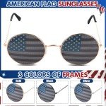 Copkim 6 Pack American Flag Sunglasses Round Shaped Patriotic USA Sunglasses Independence Day Party Favors for Men Women 4th of July Decoration