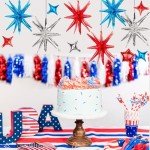 AxiyanX 18pcs Red White And Blue Balloons,22/10 Inch Foil Mylar Starburst Balloons, 4th of July Balloon for Independence Day Patriotic Party Memorial Birthday Day Decorations (Starburst balloons)