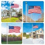 Flag Pole Kit 25FT, 12 Gauge 1.8mm Thickness Heavy Duty Flag Poles with 3x5 American Flag, Silver Flag pole for Outdoor House In Ground, Extra Thick Flagpoles Suitable for Yard and Garden