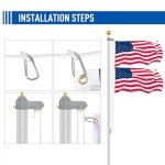 Flag Pole Kit 25FT, 12 Gauge 1.8mm Thickness Heavy Duty Flag Poles with 3x5 American Flag, Silver Flag pole for Outdoor House In Ground, Extra Thick Flagpoles Suitable for Yard and Garden