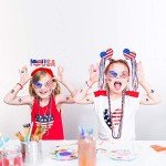 Bulk Patriotic Red White Blue Novelty Jewelry Assortment Patriotic Party Favors Supplies Head Bopper Necklaces Bracelet Glasses Tattoo Stickers for 4th of July Independence Day Memorial Day Parades