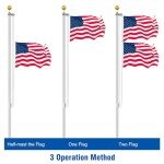 Flag Pole Kit 25FT, 12 Gauge 1.8mm Thickness Heavy Duty Flag Poles with 3x5 American Flag, Silver Flag pole for Outdoor House In Ground, Extra Thick Flagpoles Suitable for Yard and Garden