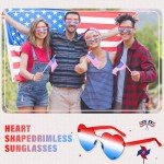 Veramz 10Pcs 4th of July Glasses Fourth of July Decorations Heart Shaped Sunglasses Rimless Fun Patriotic Sunglasses for Independence Day Accessories USA Red White Blue Party Favors Women Men Kids