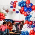 Red White Blue Balloon Garland Arch Kit for 4th of July Independence Day Veterans Memorial Day Baby Shower Birthday Party Baseball Patriotic Theme Party Red White and Blue Decorations
