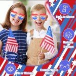 Veramz 10Pcs 4th of July Glasses Fourth of July Decorations Heart Shaped Sunglasses Rimless Fun Patriotic Sunglasses for Independence Day Accessories USA Red White Blue Party Favors Women Men Kids