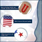 4 Pieces Patriotic 4th of July String Pennant Banner Includes 2 USA American Flag Burlap Banner and 2 Red White Blue Star Garland for Independence Memorial Labor Day Holiday Decorations