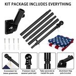 American Flag with Pole for House 3x5 ft US Flags Pole Kit - Embroidered Stars and Sewn Stripes - 6 Ft No Tangle Flagpole Aluminum and 180° Position Flag Pole Bracket-White