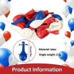 100Pcs Red White and Blue Balloons - MAQIHAN 4th of July Decorations Independence Day Patriotic Anniversary Globos Para Decoracion De Fiestas Balloons for Birthday Party Ballons Decoration