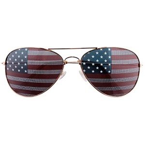 Super Z Outlet American USA Flag Design Metal Frame Aviator Sunglasses (Gold)