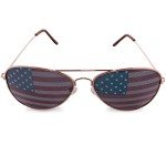 Super Z Outlet American USA Flag Design Metal Frame Aviator Sunglasses (Gold)