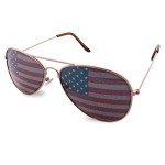 Super Z Outlet American USA Flag Design Metal Frame Aviator Sunglasses (Gold)