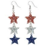 American Flag Earrings 4th of July Earrings for Women Acrylic Heart Star Flag Dangle Drop Earrings Handmade Independence Day Patriotic Earrings Holiday Gifts (Star Earrings)