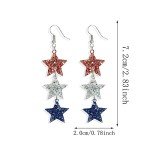 American Flag Earrings 4th of July Earrings for Women Acrylic Heart Star Flag Dangle Drop Earrings Handmade Independence Day Patriotic Earrings Holiday Gifts (Star Earrings)