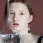 American Flag Earrings 4th of July Earrings for Women Acrylic Heart Star Flag Dangle Drop Earrings Handmade Independence Day Patriotic Earrings Holiday Gifts (Star Earrings)