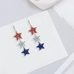 American Flag Earrings 4th of July Earrings for Women Acrylic Heart Star Flag Dangle Drop Earrings Handmade Independence Day Patriotic Earrings Holiday Gifts (Star Earrings)