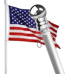 HOOPLE Flag Pole, 6 Foot Tangle Free Spinning Flag Pole for Outside House, Aluminum Rotating Flagpoles, High Wind Resistant Rustproof, Residential or Commerical Flagpole for Garden Boat Truck