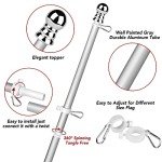 HOOPLE Flag Pole, 6 Foot Tangle Free Spinning Flag Pole for Outside House, Aluminum Rotating Flagpoles, High Wind Resistant Rustproof, Residential or Commerical Flagpole for Garden Boat Truck