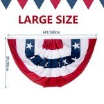 3x6 Ft USA Pleated Fan Flag, American US Flag Bunting for Outside, Patriotic Half Fan Banner Flag with Brass Grommets for 4th of July Indoor Outdoor Decorations,6 pack