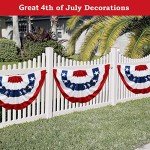 3x6 Ft USA Pleated Fan Flag, American US Flag Bunting for Outside, Patriotic Half Fan Banner Flag with Brass Grommets for 4th of July Indoor Outdoor Decorations,6 pack