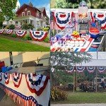 3x6 Ft USA Pleated Fan Flag, American US Flag Bunting for Outside, Patriotic Half Fan Banner Flag with Brass Grommets for 4th of July Indoor Outdoor Decorations,6 pack