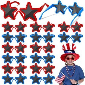 Xuhal Patriotic Sunglasses for Kids Bulk Patriotic Sunglasses Memorial Day Party Favors Fourth of July Accessory(Red and Blue)