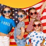 Xuhal Patriotic Sunglasses for Kids Bulk Patriotic Sunglasses Memorial Day Party Favors Fourth of July Accessory(Red and Blue)