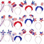 Moon Boat 12PCS Patriotic Head Boppers Headband - Star Uncle Sam Hat Balloons- Fourth 4th of July Party Accessories Favors Decorations