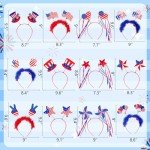 Moon Boat 12PCS Patriotic Head Boppers Headband - Star Uncle Sam Hat Balloons- Fourth 4th of July Party Accessories Favors Decorations