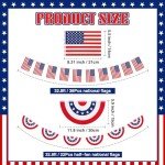 VitalCozy 60 American Flags in 2 Styles - 65 Ft String Pennant Banner for Patriotic Decorations - 4th of July Independence Day USA Veterans Day
