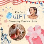 4th of July Independence Day Patriotic Earring for Women American Flag Dangle Earrings Patriotic Red White Blue USA Earring, Pave Crystal Stud (Heart)