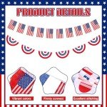 VitalCozy 60 American Flags in 2 Styles - 65 Ft String Pennant Banner for Patriotic Decorations - 4th of July Independence Day USA Veterans Day