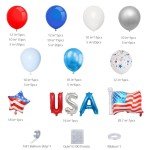 DBKL 156Pcs Red White and Blue Balloon Garland Arch Kit with USA Flag Foil Balloon, 4th of July Balloon Arch Kit, Patriotic Balloons for Independence Day Graduation Nautical Baseball Party Decorations