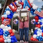DBKL 156Pcs Red White and Blue Balloon Garland Arch Kit with USA Flag Foil Balloon, 4th of July Balloon Arch Kit, Patriotic Balloons for Independence Day Graduation Nautical Baseball Party Decorations
