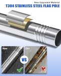 DUPKEV Flag Pole for Outside House, T304 Stainless Steel Flag Poles for Porch, Wall, Decorative, 6FT Outdoor Flag Pole, 1 Inch Flagpole for 3x5 flag(Silver, without Bracket & Flag)