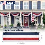 2x20Ft Large Patriotic US Flag Bunting Decorations 4th of July Red, White & Blue Stripe Banner Veterans Day Memorial Days Celebration Decorations Home Garden Outdoor-1Pack