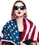 Patriotic Earrings 4 th of July Beaded Earrings Handmade Red White Blue American Flag USA Star Dangle Earrings Independence Day Holiday Gift for Women