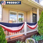 2x20Ft Large Patriotic US Flag Bunting Decorations 4th of July Red, White & Blue Stripe Banner Veterans Day Memorial Days Celebration Decorations Home Garden Outdoor-1Pack