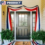 2x20Ft Large Patriotic US Flag Bunting Decorations 4th of July Red, White & Blue Stripe Banner Veterans Day Memorial Days Celebration Decorations Home Garden Outdoor-1Pack