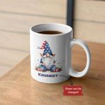 Personalized 4th Of July Gnome Tea Mug, Customized Name Patriotic Gnome Ceramic Cup, Unique Gnome Coffee Mug For Men Women, Present For Gnome Lovers, Custom Cute Gnome Tea Cup 11oz 15oz