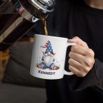 Personalized 4th Of July Gnome Tea Mug, Customized Name Patriotic Gnome Ceramic Cup, Unique Gnome Coffee Mug For Men Women, Present For Gnome Lovers, Custom Cute Gnome Tea Cup 11oz 15oz