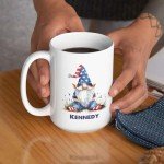 Personalized 4th Of July Gnome Tea Mug, Customized Name Patriotic Gnome Ceramic Cup, Unique Gnome Coffee Mug For Men Women, Present For Gnome Lovers, Custom Cute Gnome Tea Cup 11oz 15oz