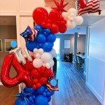 Red Blue White Balloons,12 Inch Star Printed Red White and Blue with Confetti Balloons for Birthday Independence Day Patriotic Anniversary 4th of July Decorations