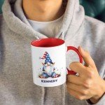 Personalized 4th Of July Gnome Tea Mug, Customized Name Patriotic Gnome Ceramic Cup, Unique Gnome Coffee Mug For Men Women, Present For Gnome Lovers, Custom Cute Gnome Tea Cup 11oz 15oz