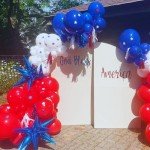 Red Blue White Balloons,12 Inch Star Printed Red White and Blue with Confetti Balloons for Birthday Independence Day Patriotic Anniversary 4th of July Decorations