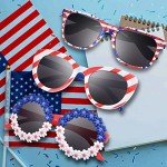 XINB LOOK 3-Pairs Kids Sunglasses, 4th of July Accessories American Flag Party Favor, Toddler Sunglasses Boys and Girls