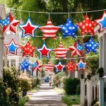 18 Pcs Memorial Day 4th of July Inflatable Stars Patriotic Memorial Day Outdoor Decorations Inflatable Star American Flag PVC Balloons Blow up Hanging Star Home Garden Decor for Independence Day