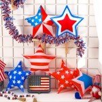 18 Pcs Memorial Day 4th of July Inflatable Stars Patriotic Memorial Day Outdoor Decorations Inflatable Star American Flag PVC Balloons Blow up Hanging Star Home Garden Decor for Independence Day