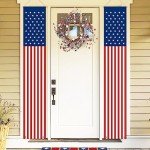 Jesiramoo Memorial Day 4th of July Decorations, 71x13 Inch Hanging American Flag Door Banner, July Fourth Front Porch Decor for Home School Office Yard Patio Garage, Patriotic Decor Outdoor Indoor